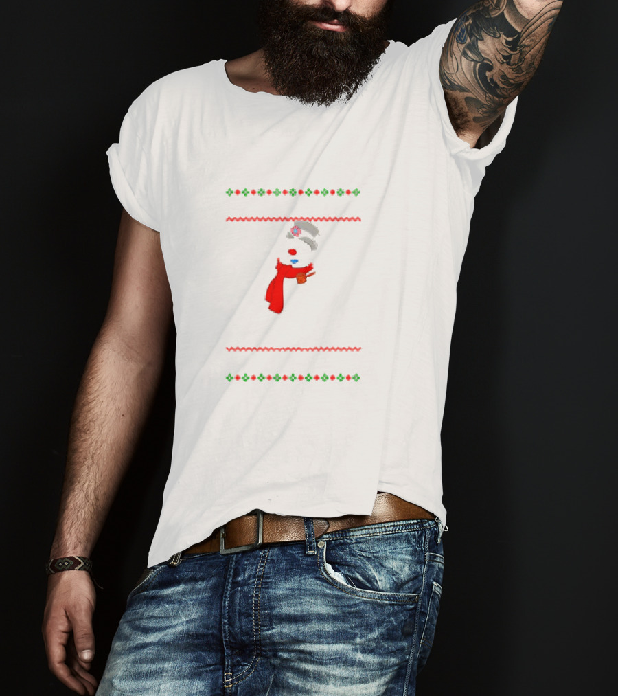 Snowman Santa Hat Red Scarf Christmas T-Shirt