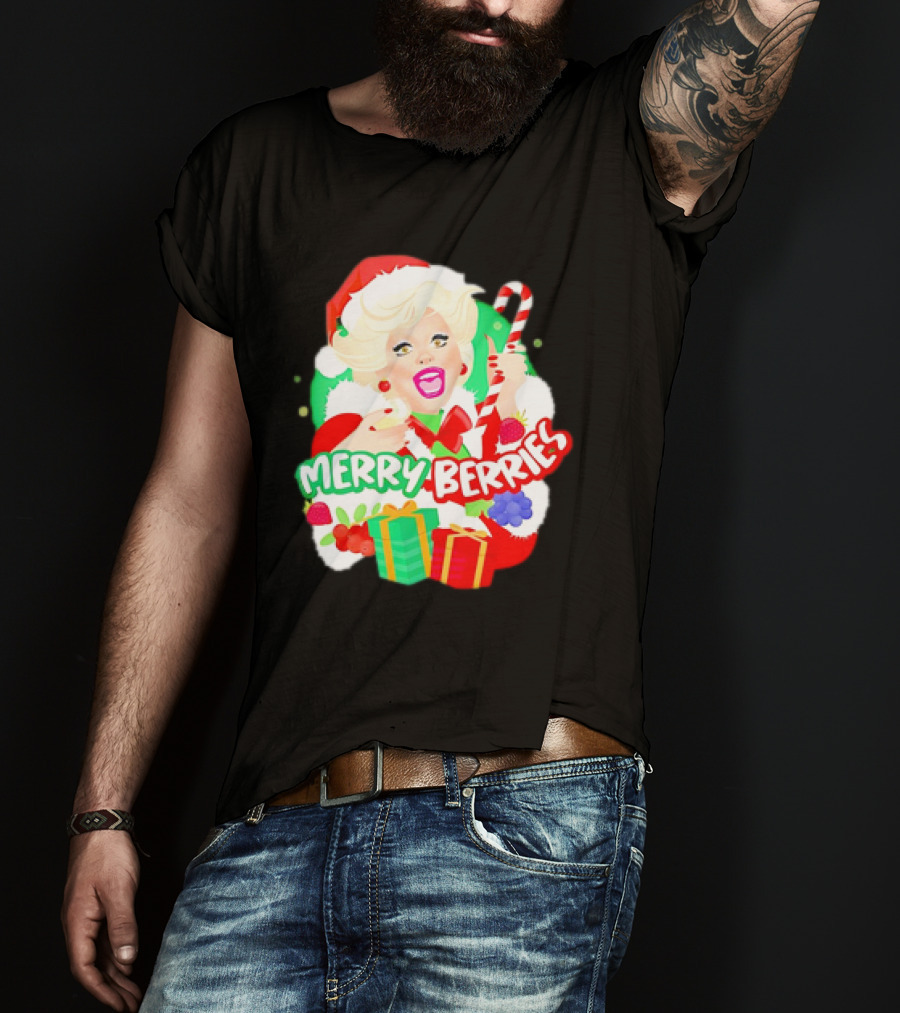Merry Berries Christmas Santa Hat Candy Cane Gifts T-Shirt