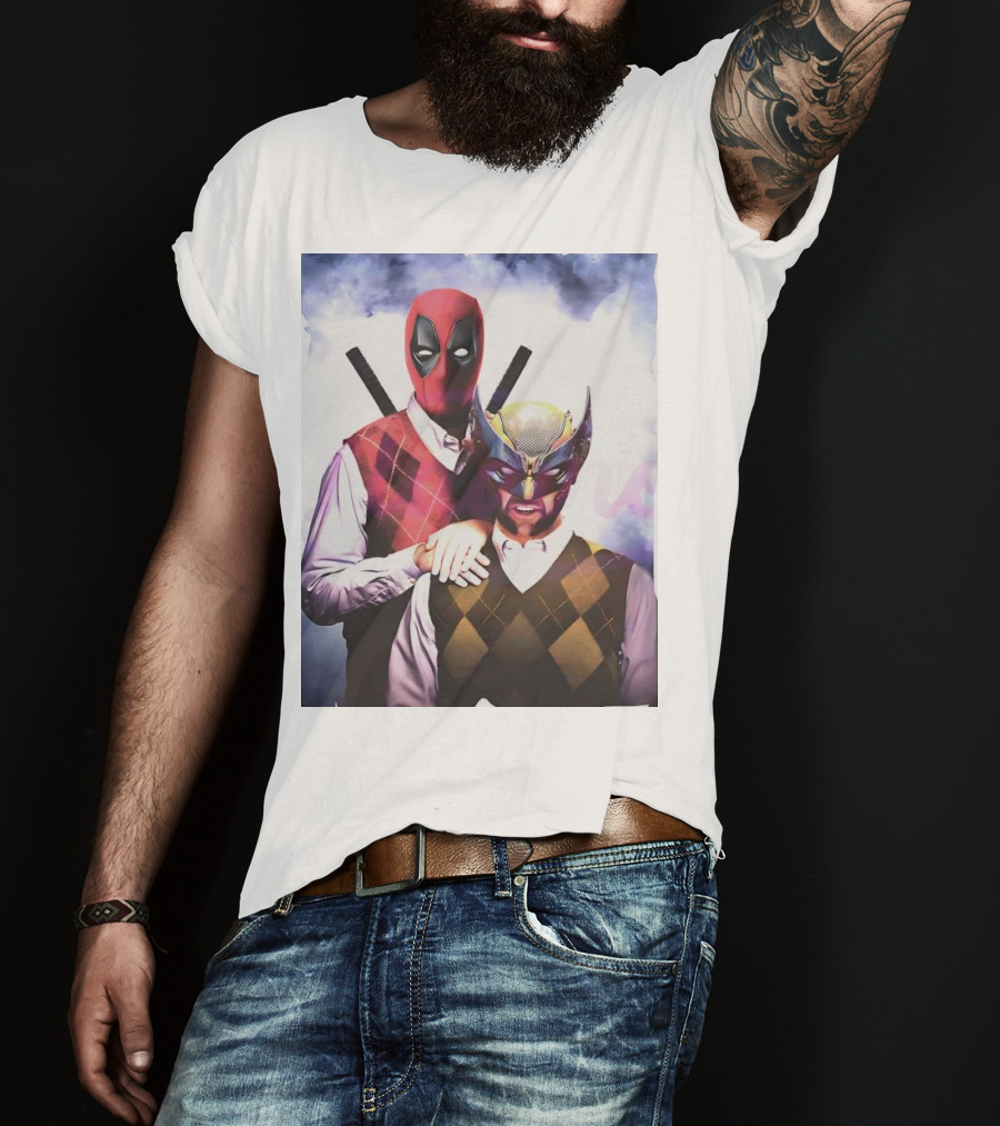 Retro Deadpool And Wolverine Step Brothers Iconic Parody Image T-Shirt