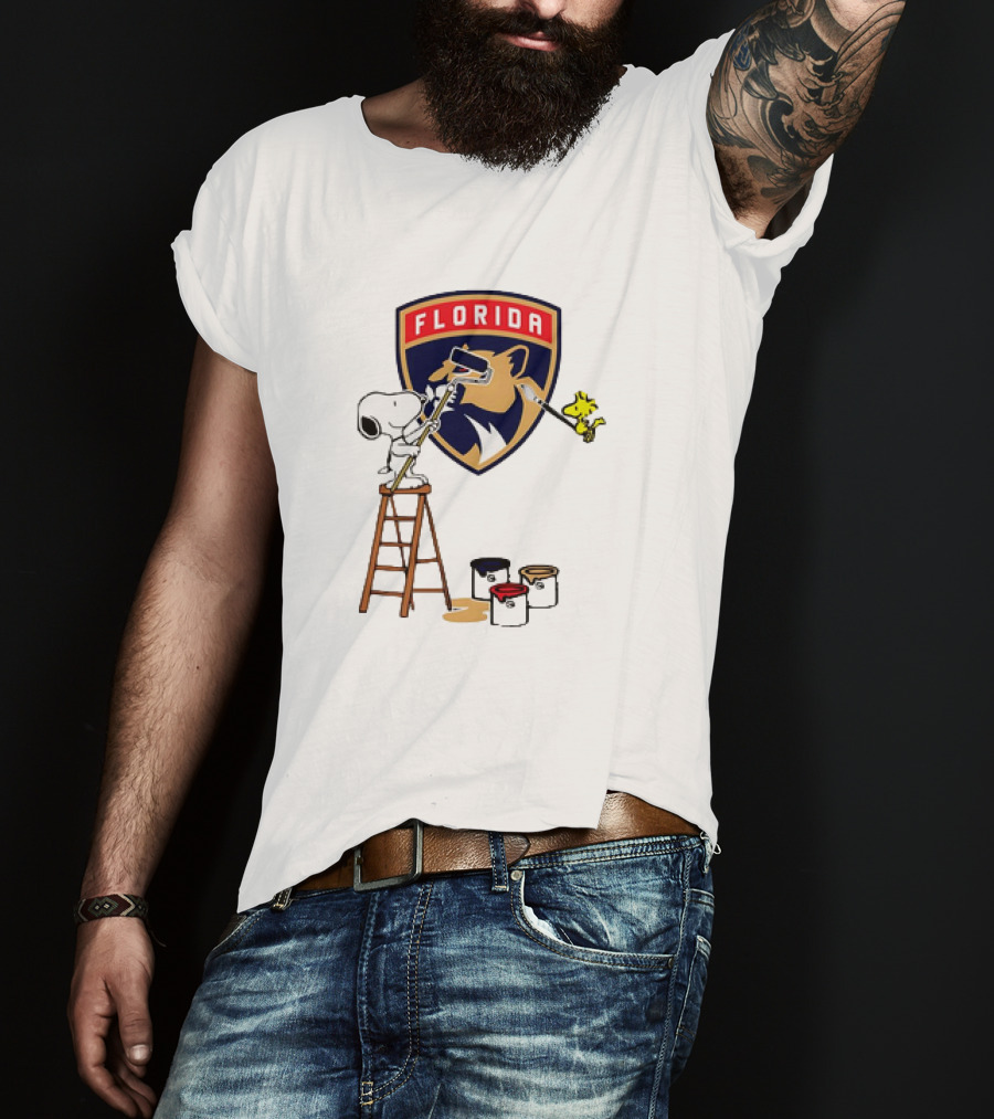 Snoopy And Woodstock Painting Florida Panthers T-Shirt