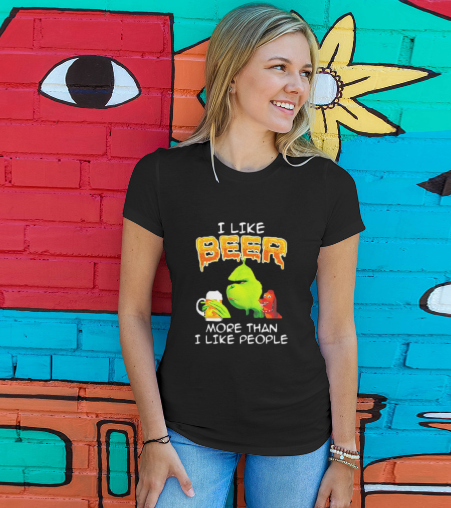 Grinch I Like Beer More Than I Like People With Dog Iconic T-Shirt