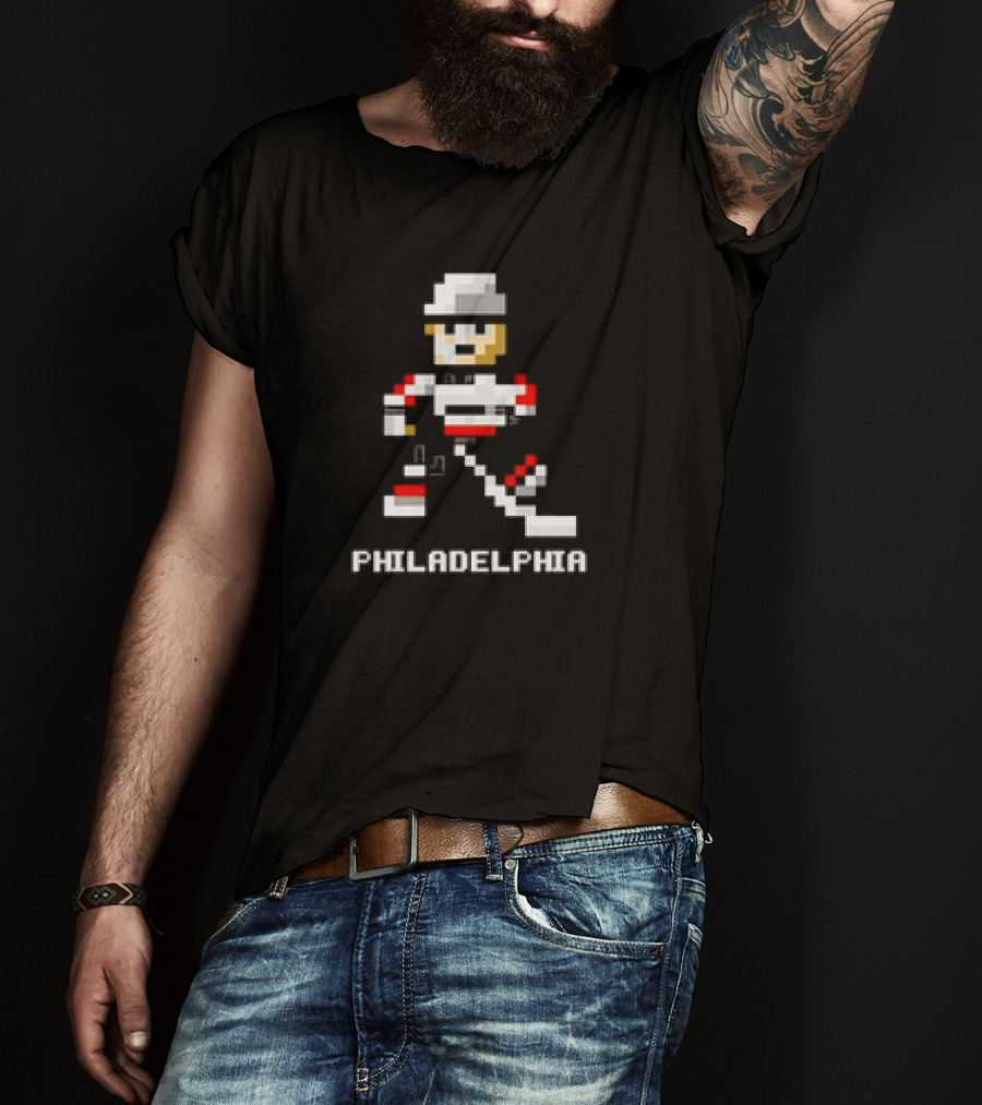 Philadelphia 8-Bit Hockey Pixel Art Player T-Shirt