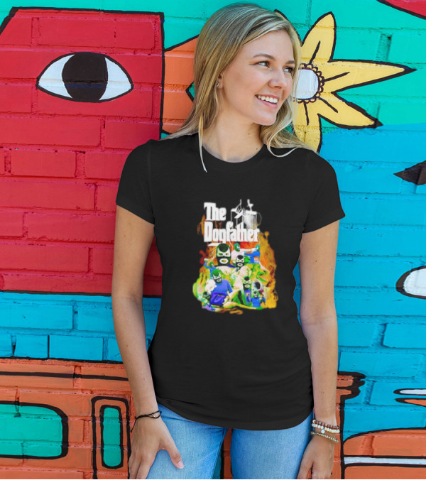 The Dogfather Powerfish Masked Characters In Colorful Scene T-Shirt