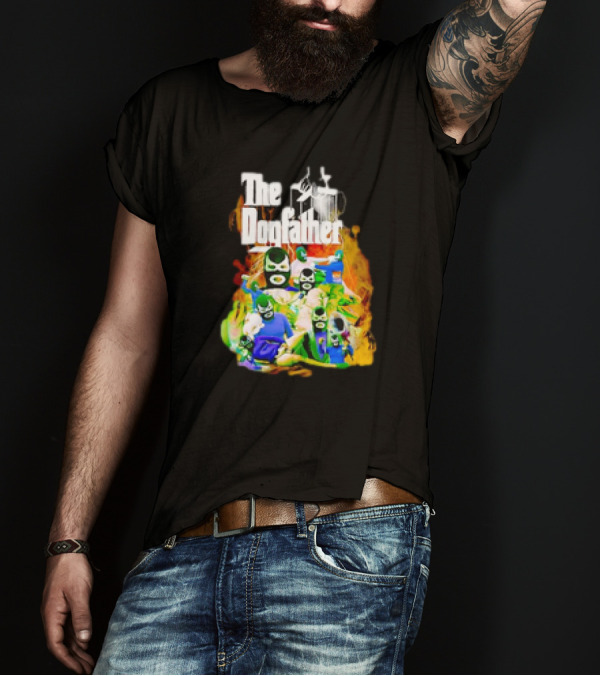 The Dogfather Powerfish Masked Characters In Colorful Scene T-Shirt