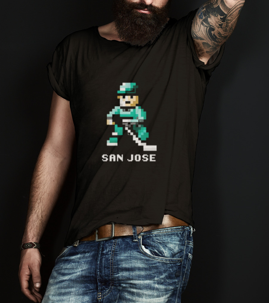 San Jose Hockey 8 Bit Retro Pixel T-Shirt