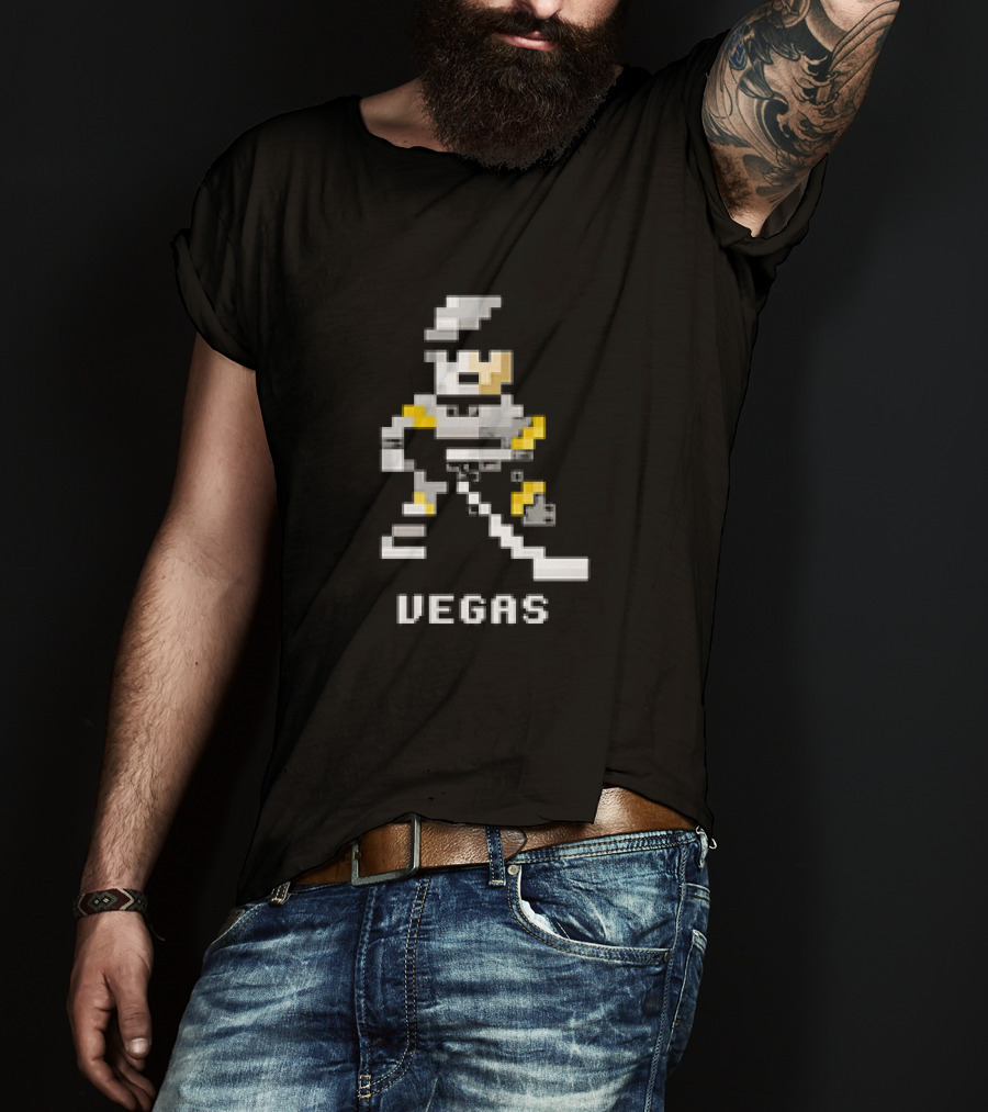 Vegas Retro Pixel Hockey Player T-Shirt