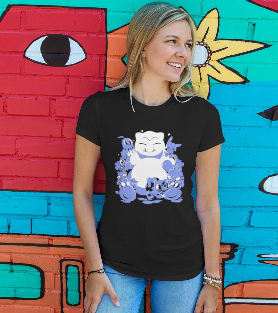 Snorlax Snowman Surrounded By Pokémon Snowlaxman T-Shirt