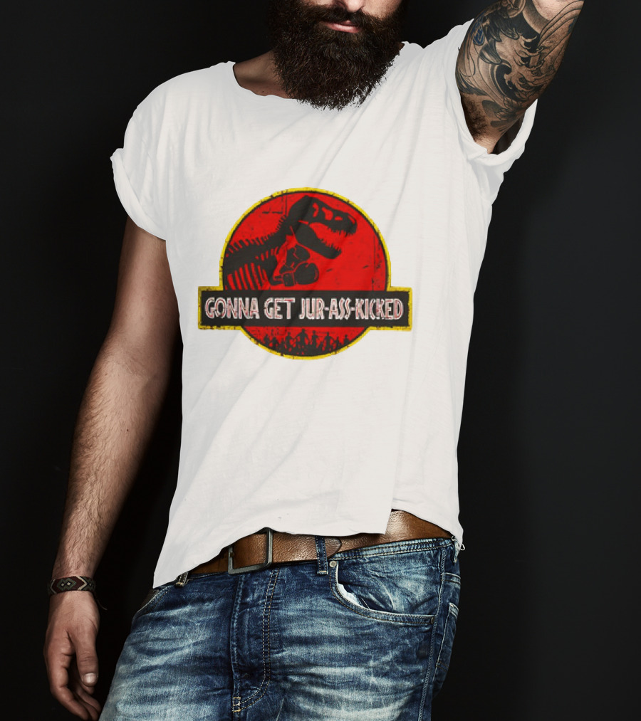 Gonna Get Jur-Ass-Kicked Dinosaur Boxing Red T-Shirt