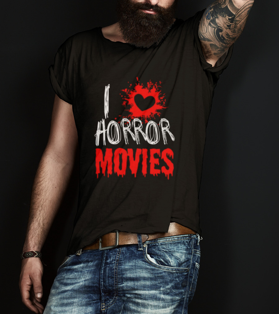 I Heart Horror Movies With Red Splatter T-Shirt