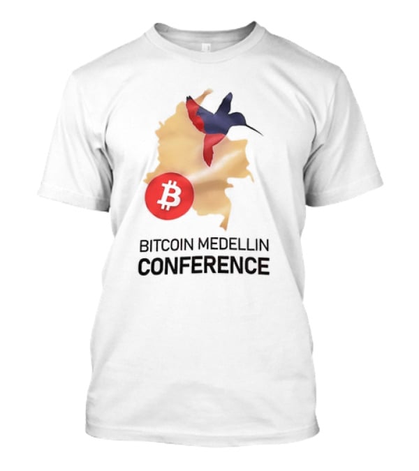 Bitcoin Medellin Conference Colombia Map Hummingbird T-Shirt