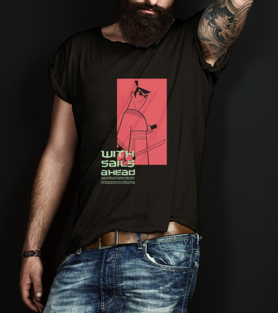 Samurai Jack With Sails Ahead Retro Style Fan T-Shirt