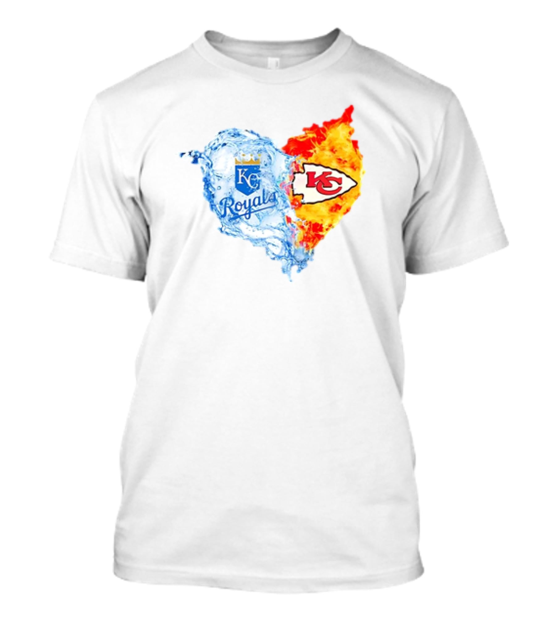 Kansas City Royals KC Chiefs Heart Water Fire T-Shirt