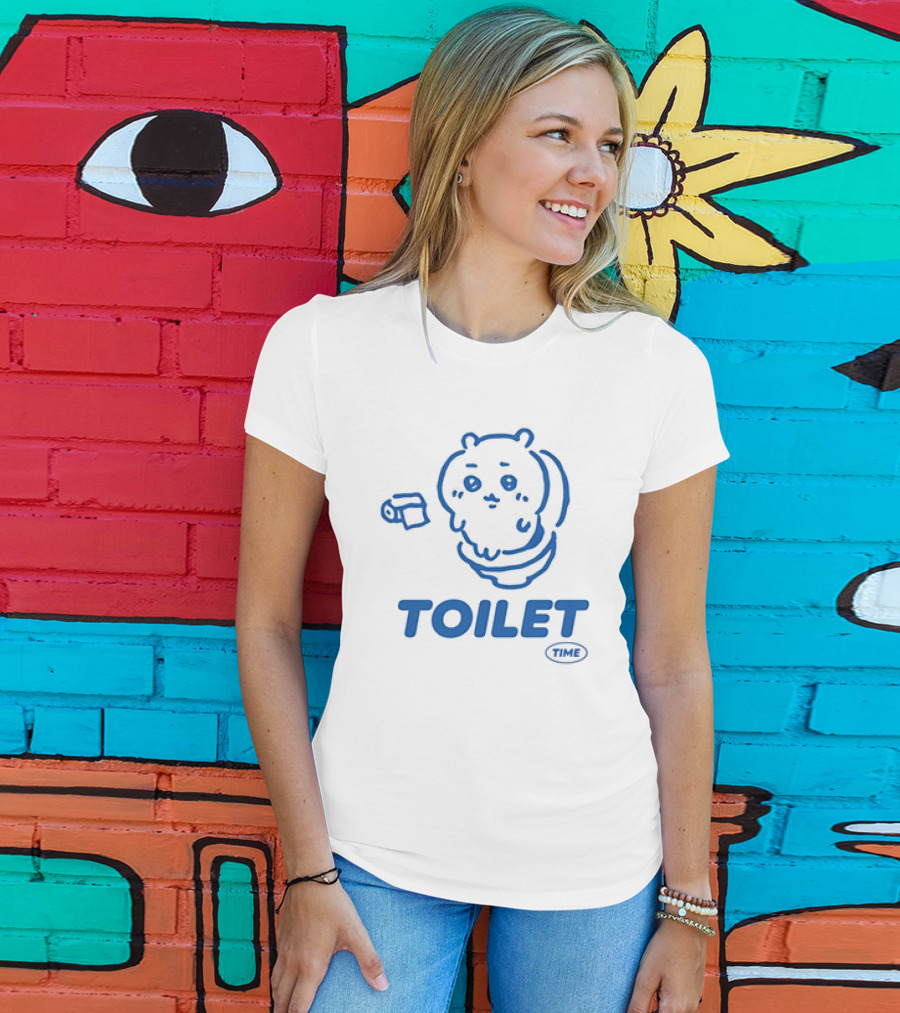 Chiikawa Toilet Time Cute Character With Toilet Paper T-Shirt