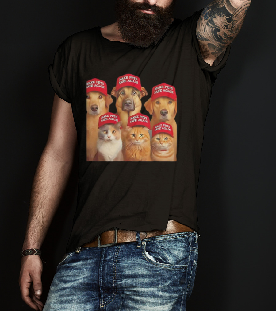 Make Pets Safe Again Red Hat Dogs And Cats T-Shirt