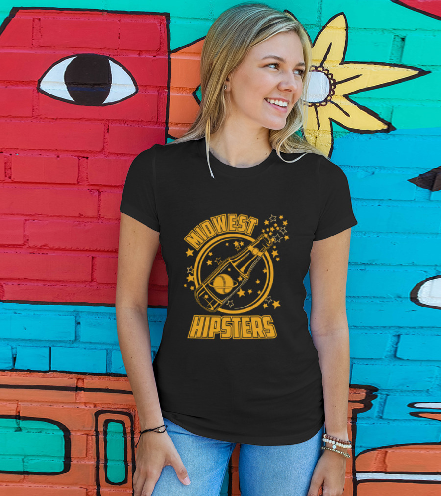 Midwest Hipsters Bottle With Stars And Rings T-Shirt