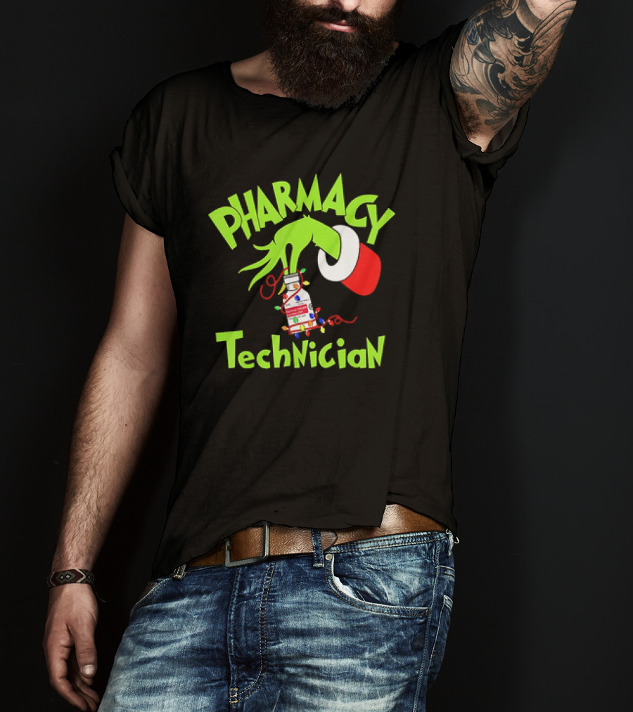 Grinch Pharmacy Technician Christmas Lights T-Shirt