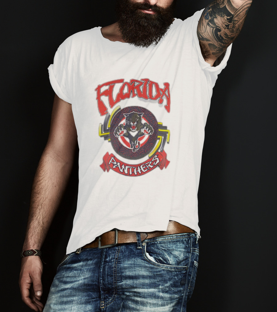 Florida Panthers Bold Design Logo With Fierce Panther T-Shirt