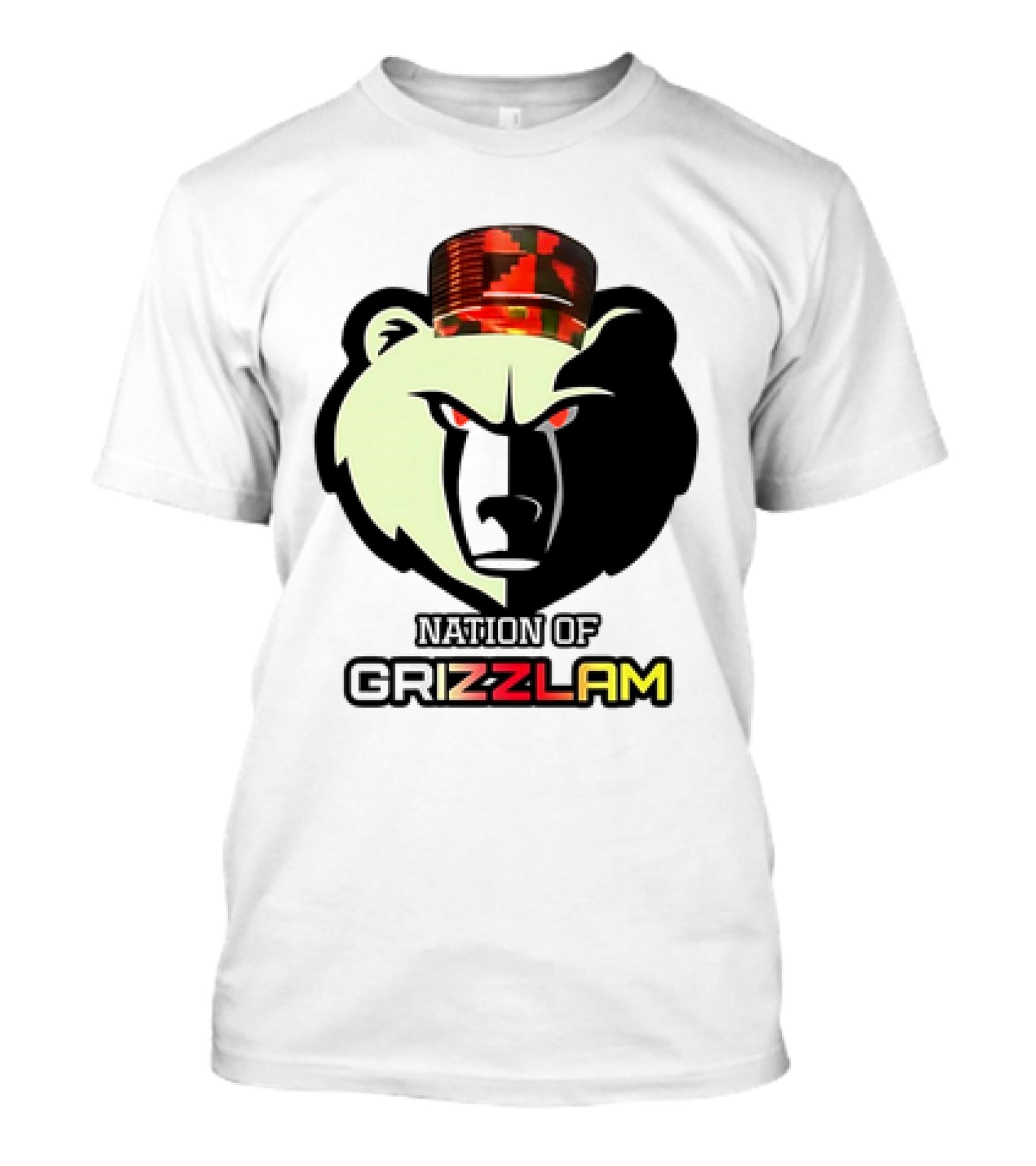 Nation Of Grizzlam Bear Logo With Camo Hat T-Shirt