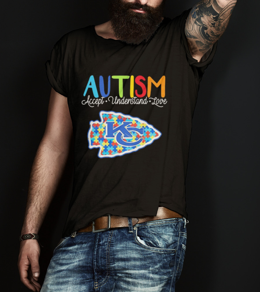 Kansas City Chiefs Autism Accept Understand Love Puzzle T-Shirt