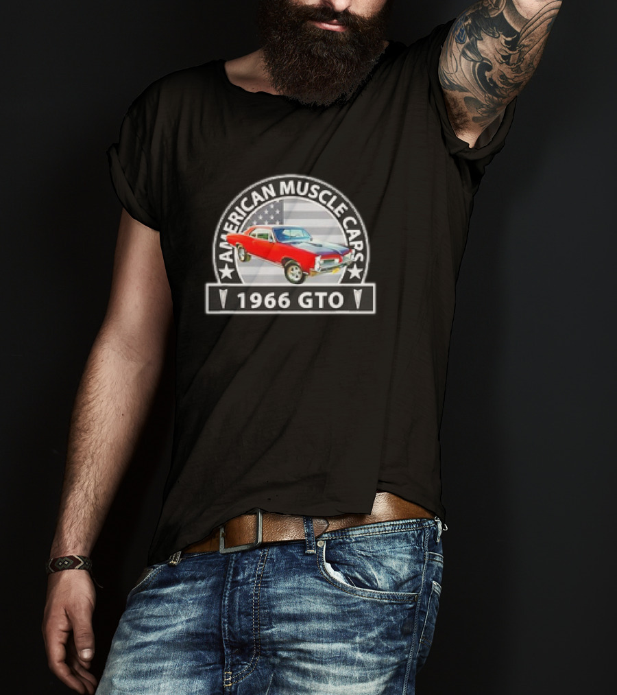 American Muscle Cars 1966 GTO US Flag T-Shirt