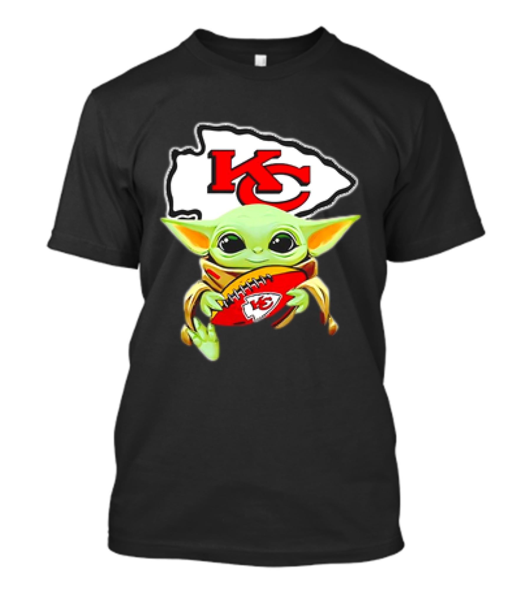 Baby Yoda Star Wars KC Chiefs Hug Football Team T-Shirt