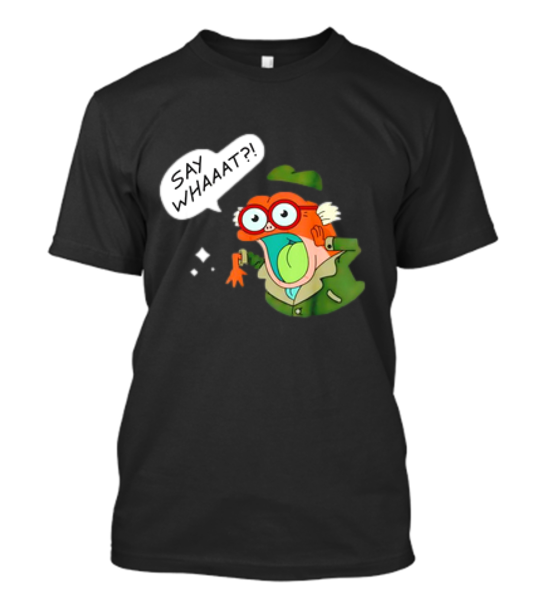 Hop Pop Plantar Amphibia Say Whaaaat Frog Cartoon Character Reaction T-Shirt