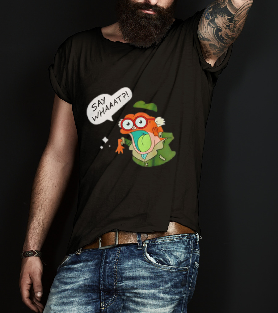 Hop Pop Plantar Amphibia Say Whaaaat Frog Cartoon Character Reaction T-Shirt