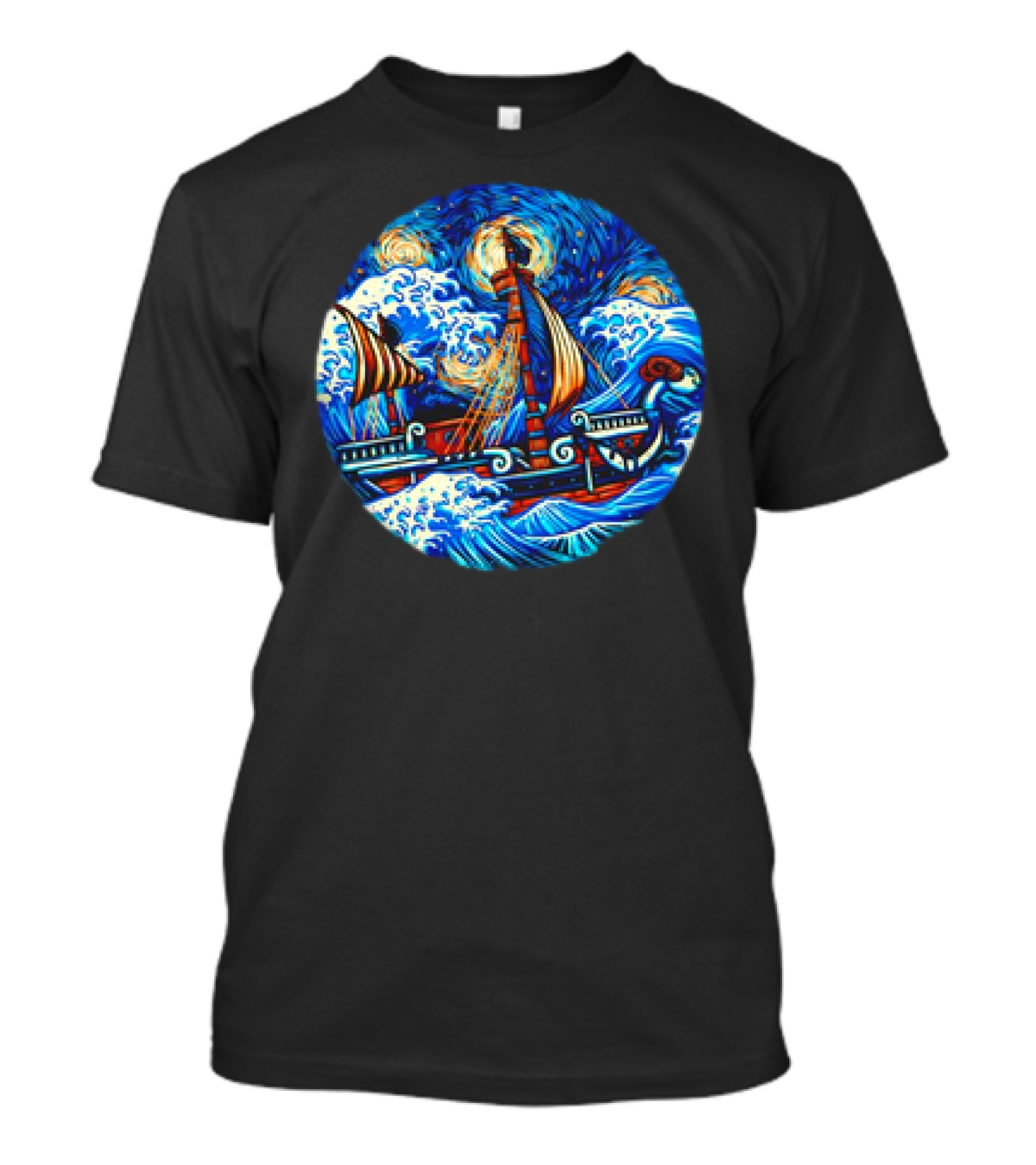 Going Merry One Piece Pirate Ship Van Gogh Wave T-Shirt