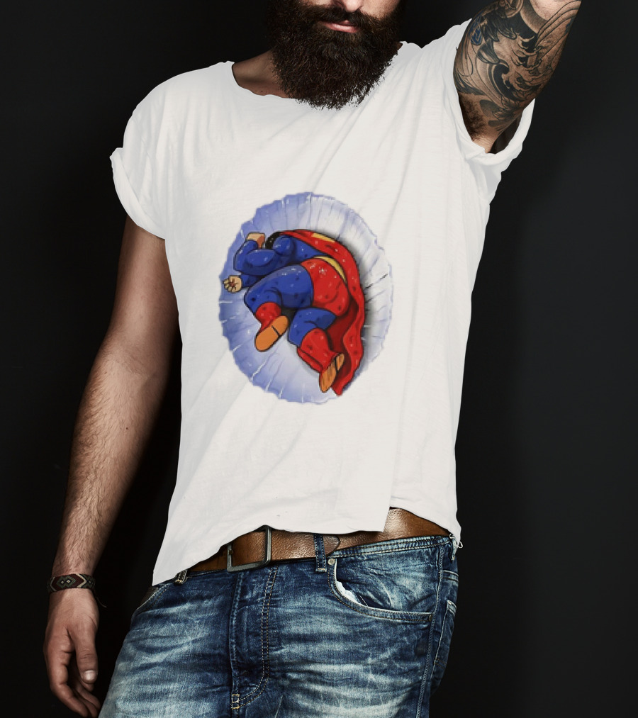 Superman X Yamcha Fallen Hero Parody Crossover T-Shirt
