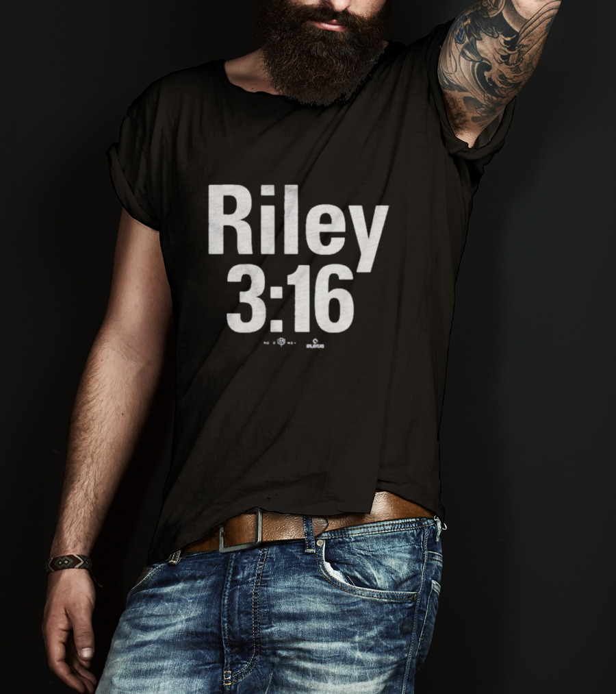Riley 3:16 Baseball Themed Bold Text Design T-Shirt