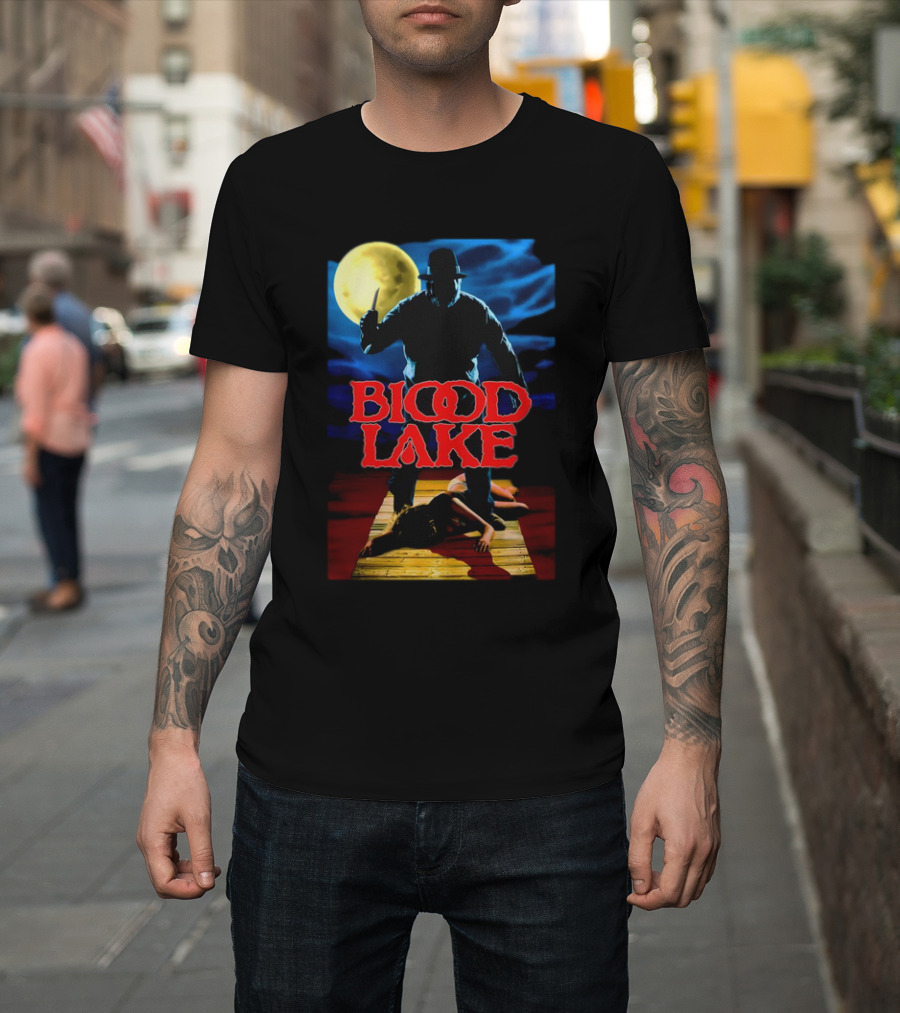 Blood Lake Horror Movie Moonlit Killer Silhouette T-Shirt