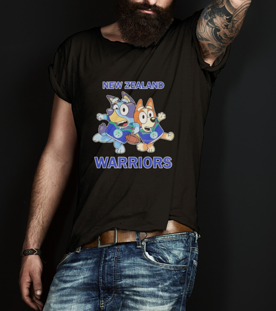 Bluey New Zealand Warriors Rugby Collaboration T-Shirt
