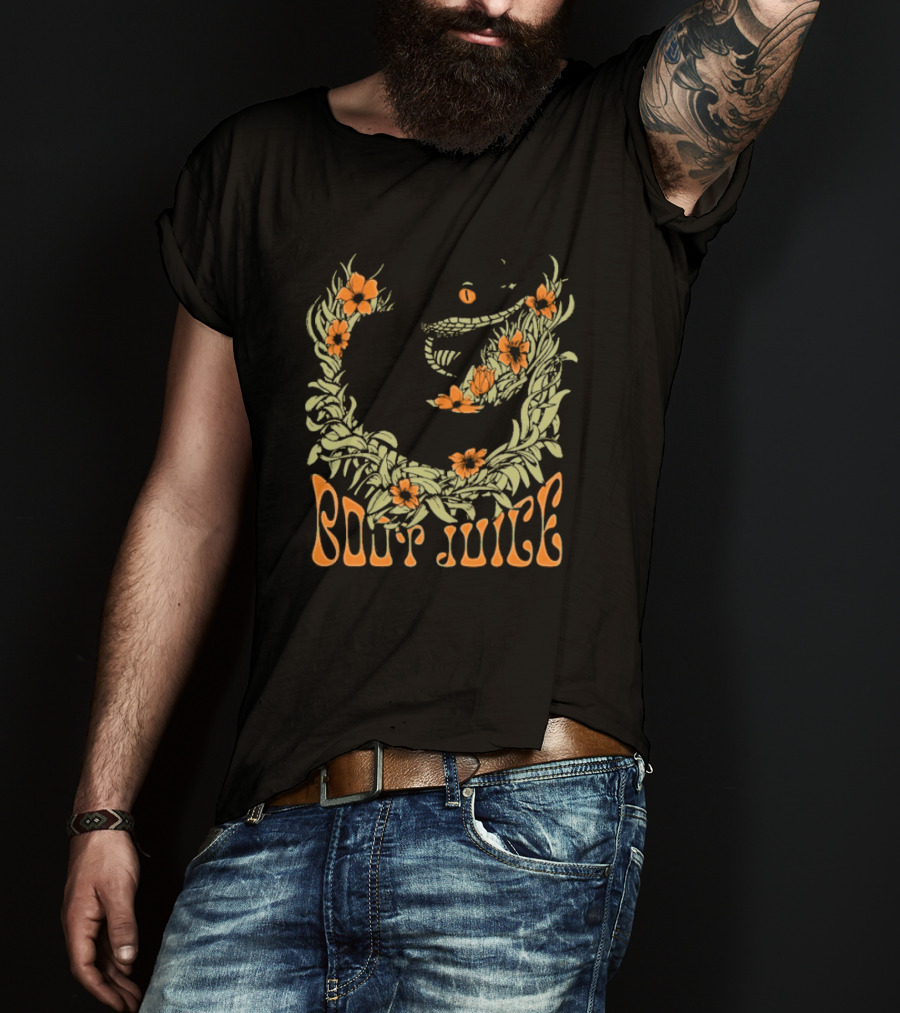 Boot Juice Snake With Floral Wreath And Orange Flowers T-Shirt