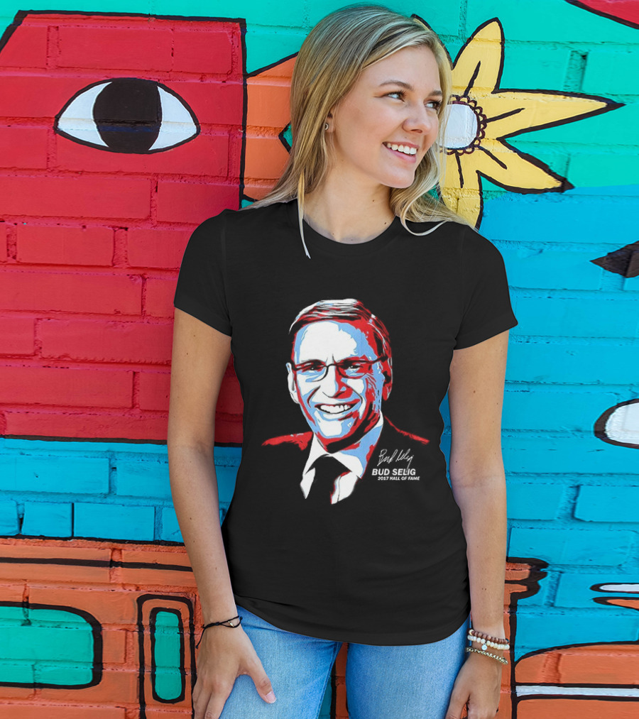 Bud Selig Commissioner Signature Red Blue White T-Shirt