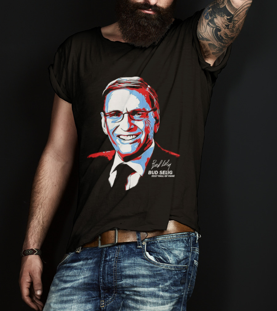 Bud Selig Commissioner Signature Red Blue White T-Shirt