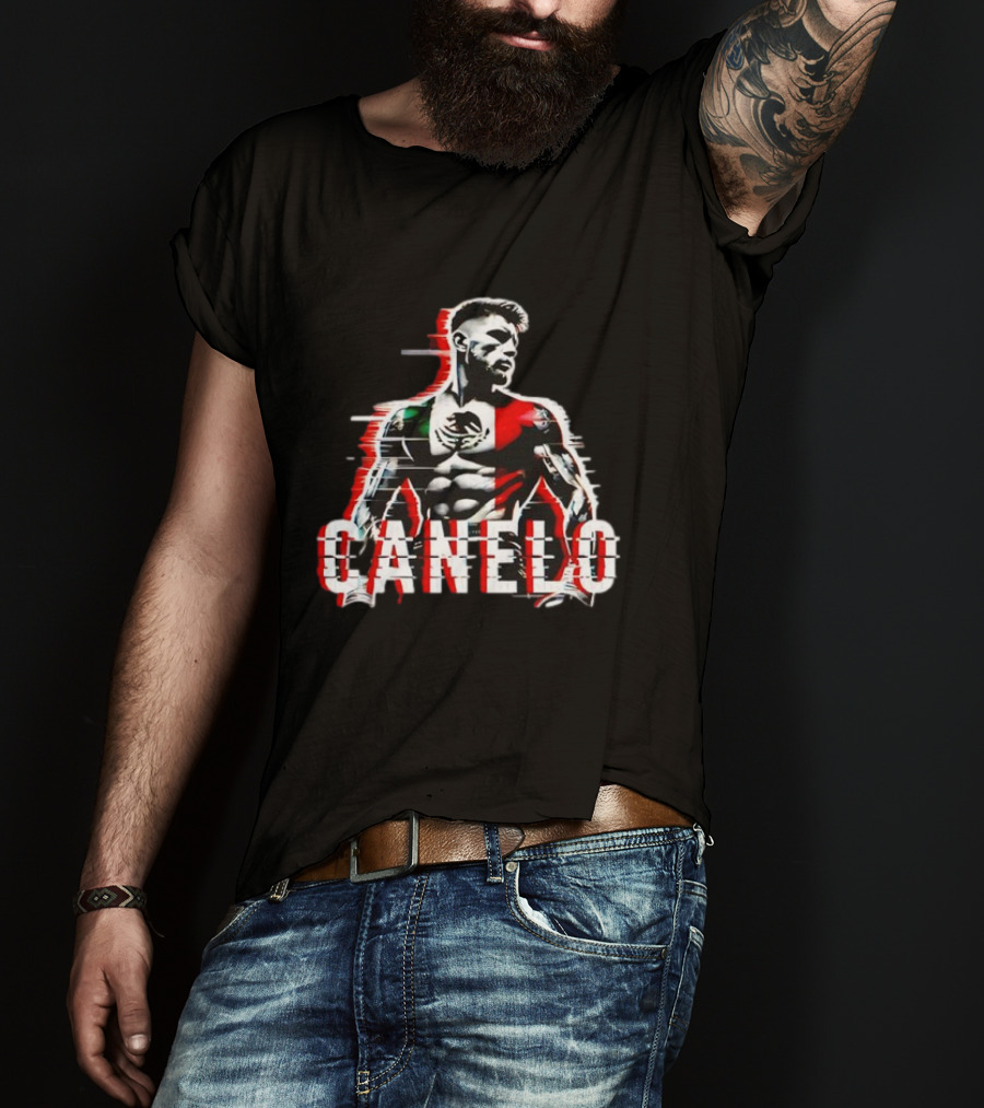 Canelo Mexican Flag Boxer Stylized Graphic T-Shirt