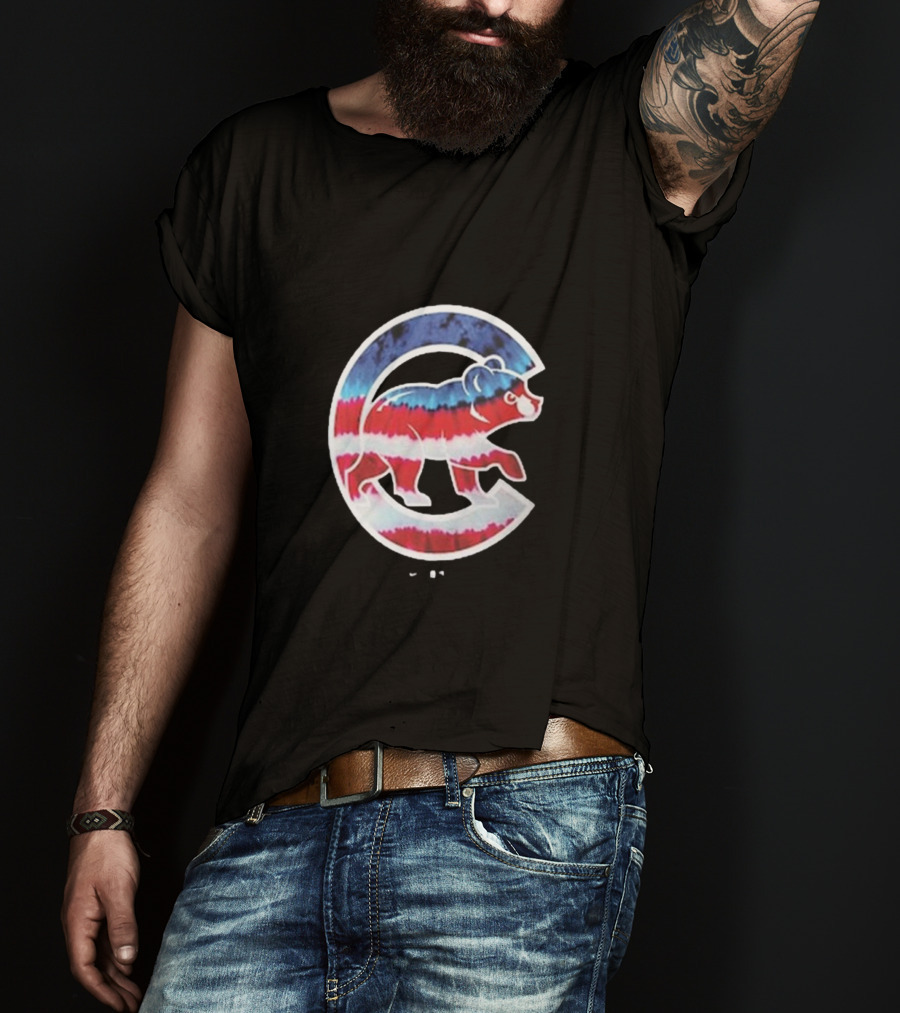 Chicago Cubs Americana Tie-Dye Bear Logo T-Shirt