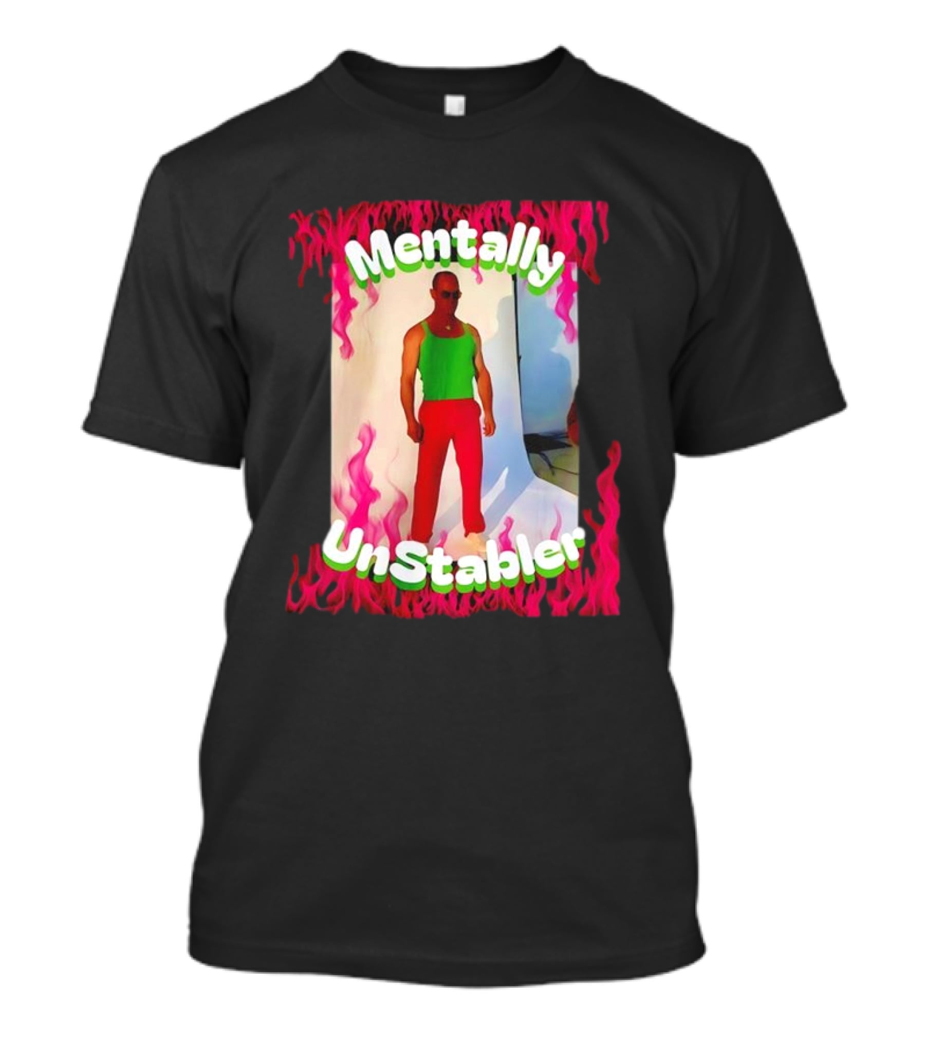 Mentally Unstabler Flaming Outfit Vibrant Red Pants T-Shirt