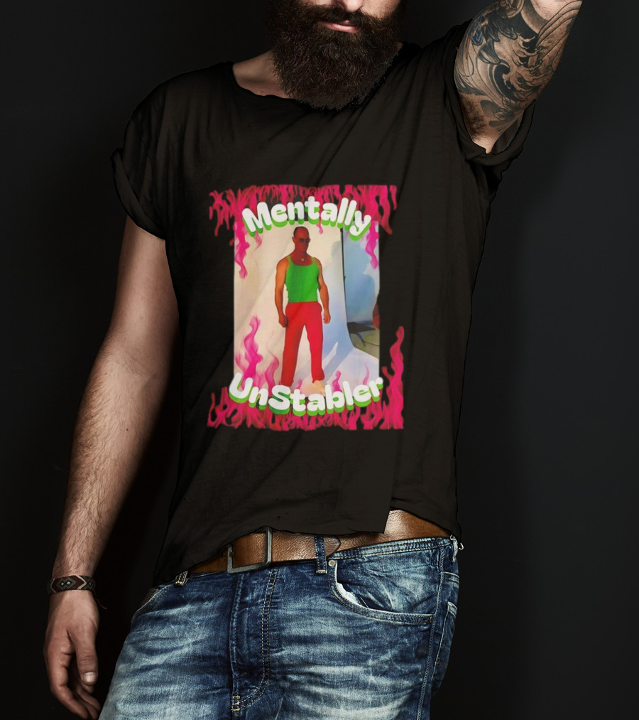 Mentally Unstabler Flaming Outfit Vibrant Red Pants T-Shirt