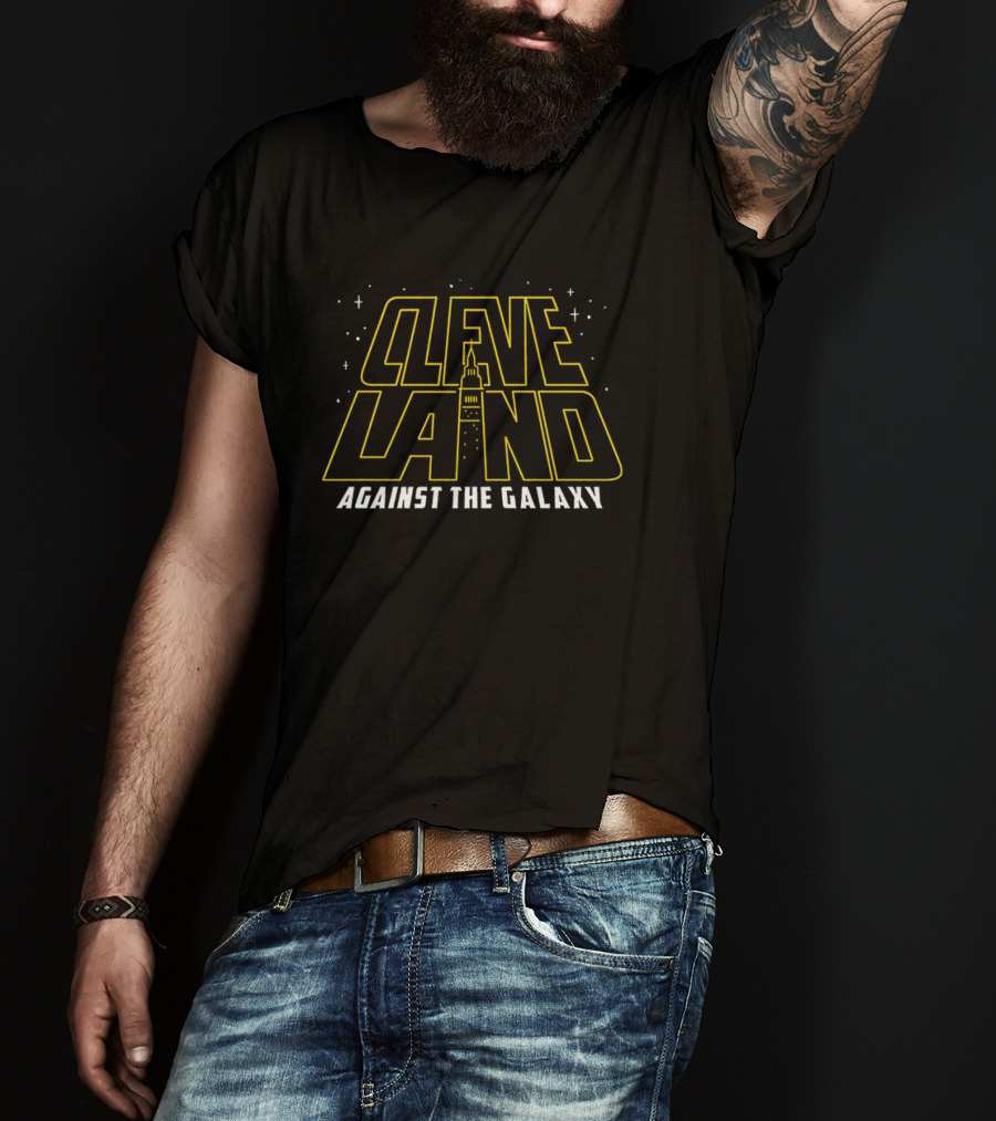 Cleveland Against The Galaxy Tower And Stars Fantasy Style T-Shirt