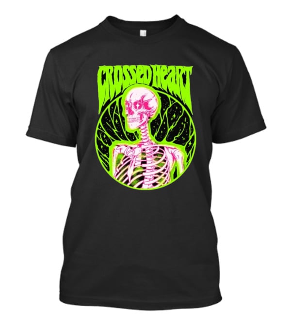 Crossed Heart Skeleton Neon Illustration T-Shirt
