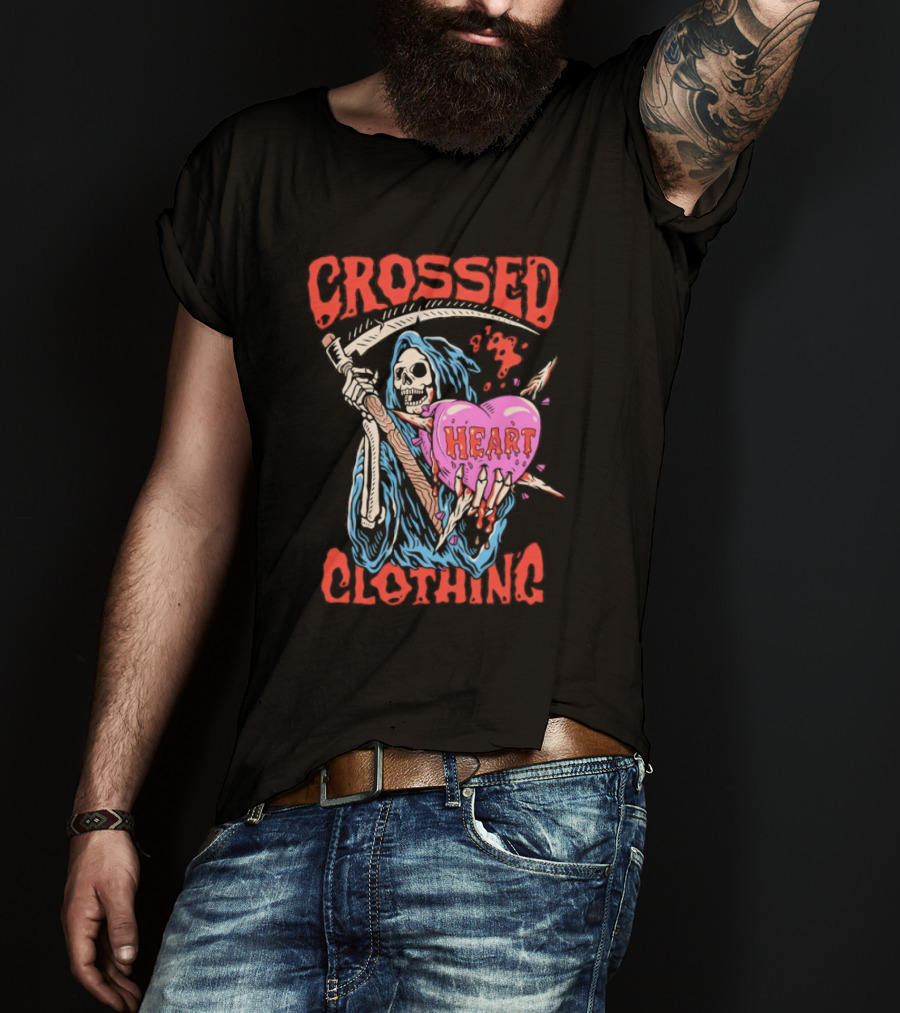 Crossed Heart Death Grim Reaper T-Shirt
