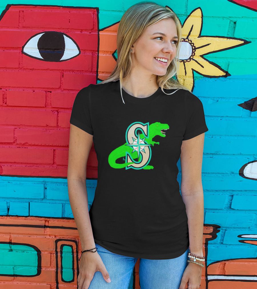 Seattle Mariners Dinosaur Baseball Team Emblem T-Shirt