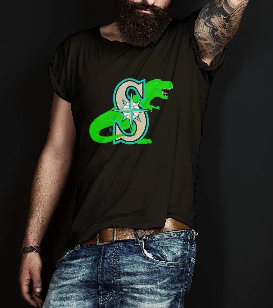 Seattle Mariners Dinosaur Baseball Team Emblem T-Shirt