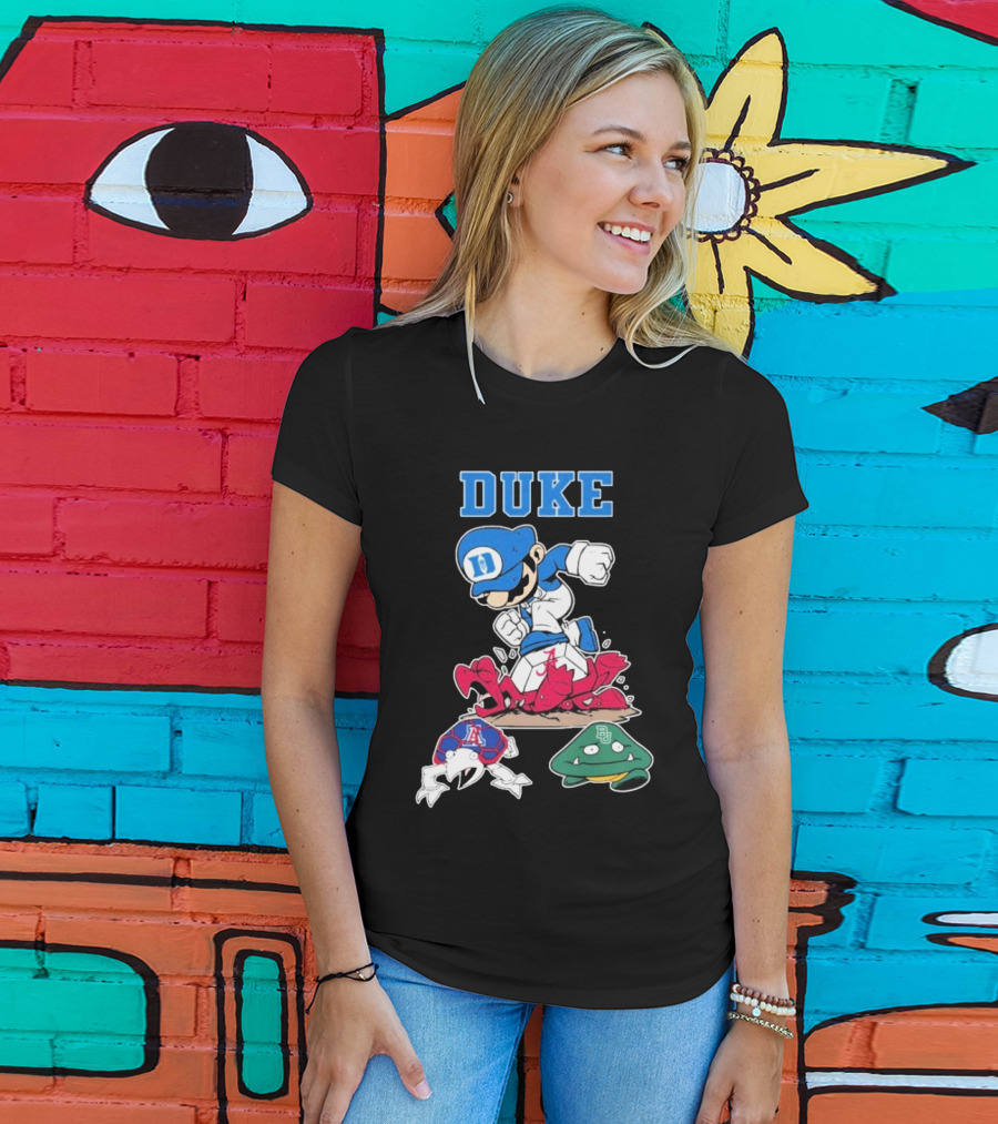 Duke Blue Devils Super Mario Crushing Arizona Wildcats Baylor T-Shirt