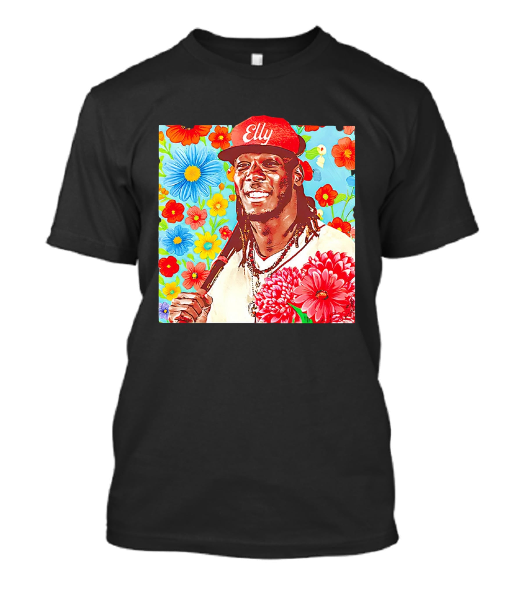 Elly De La Cruz Cincinnati Reds Floral Baseball Imagery T-Shirt