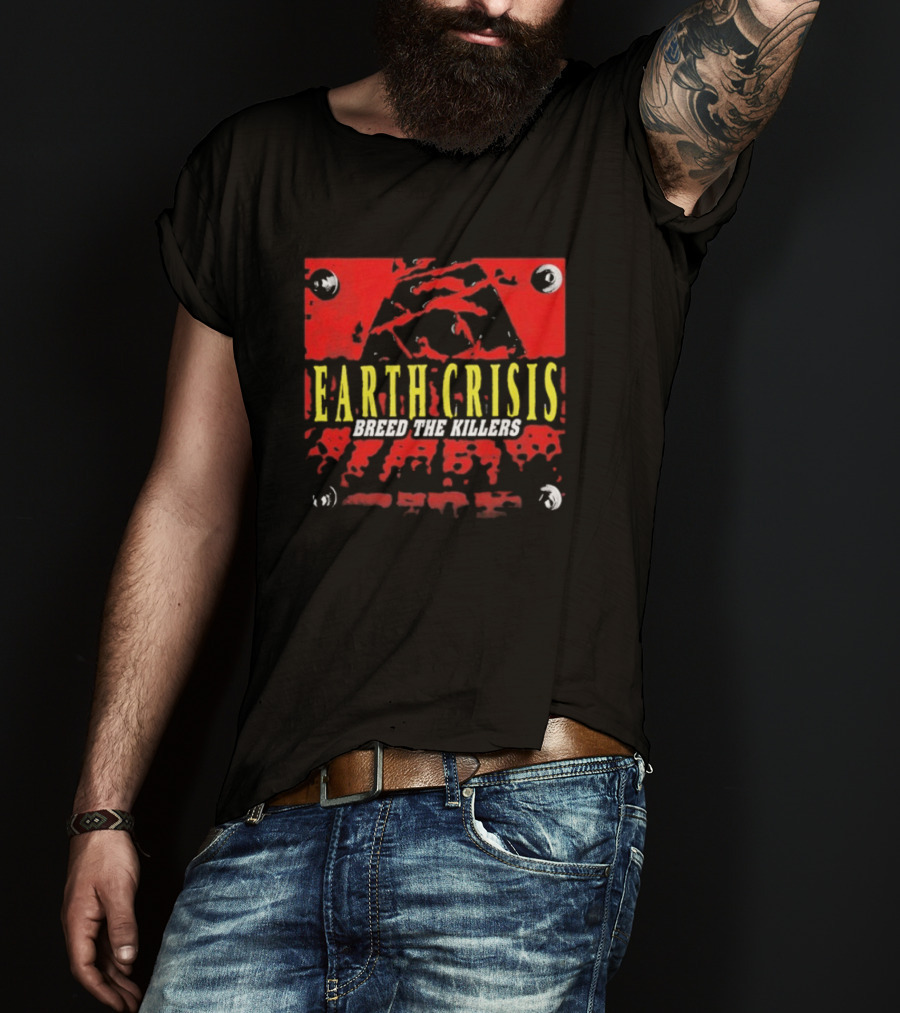 Earth Crisis Breed The Killers Yellow Text Red Background T-Shirt