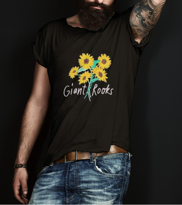 Giant Rooks Sunflower Bouquet Pink Skies T-Shirt