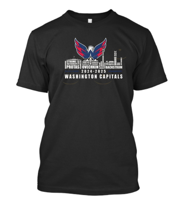 2024-2025 Washington Capitals Seasons Hockey Skyline Wings W Logo T-Shirt