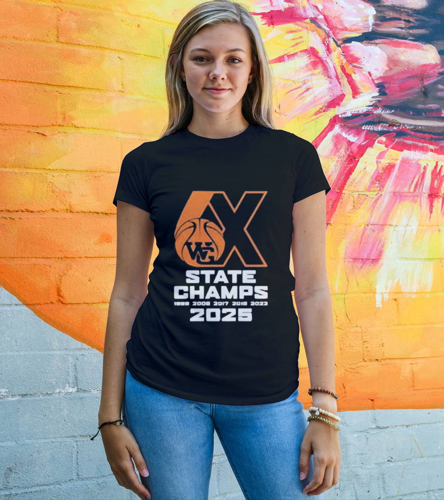 6X WG State Champs 2025 With Basketball Graphic T-Shirt